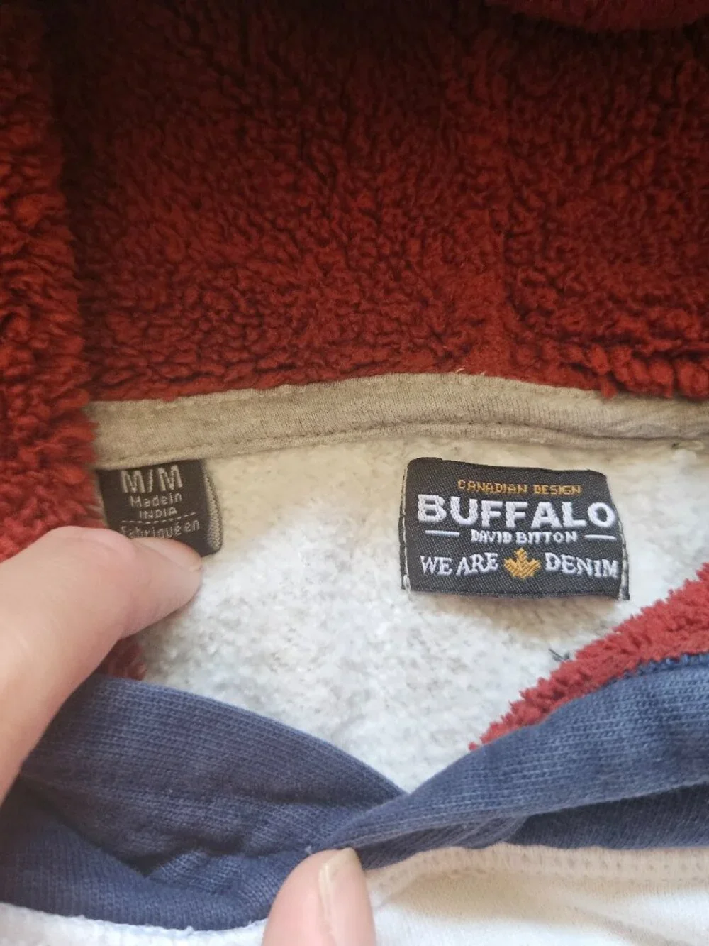 Buffalo David Bitton Hoodie Mens Medium Colorblock Pullover Sherpa Hood Graphic - Picture 5 of 6